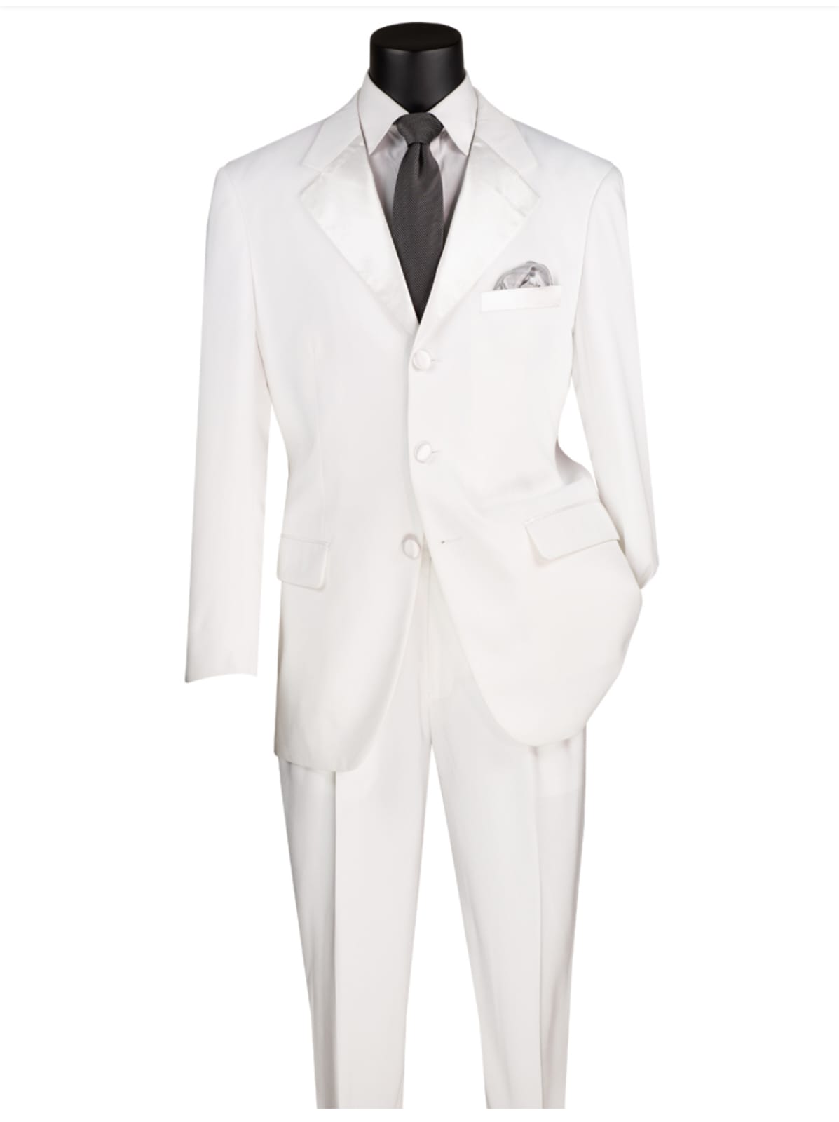 Oxford White Satin Lapel Tuxedo – Modern Tailored Fit Elegance